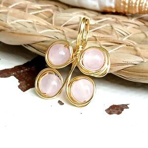 Rose Quartz Crystal Beaded Butterfly Pendant, Gemstone Pedant, 1"